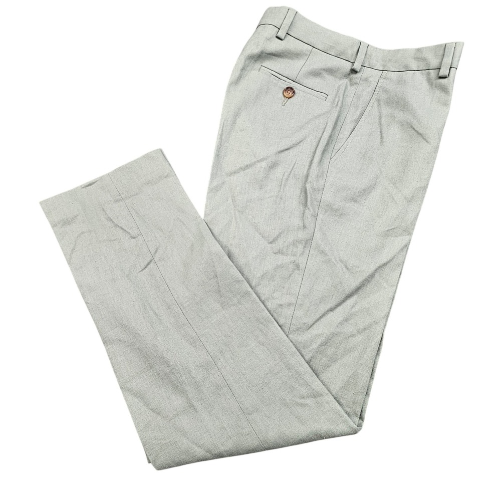 Brooks Brothers Bamery Dress Pants Kids 12R Sage Green Linen Blend NWT